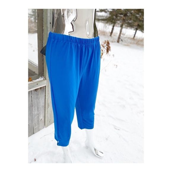 Blue Cropped Spandex Pants Athleisure - Picture 6 of 14